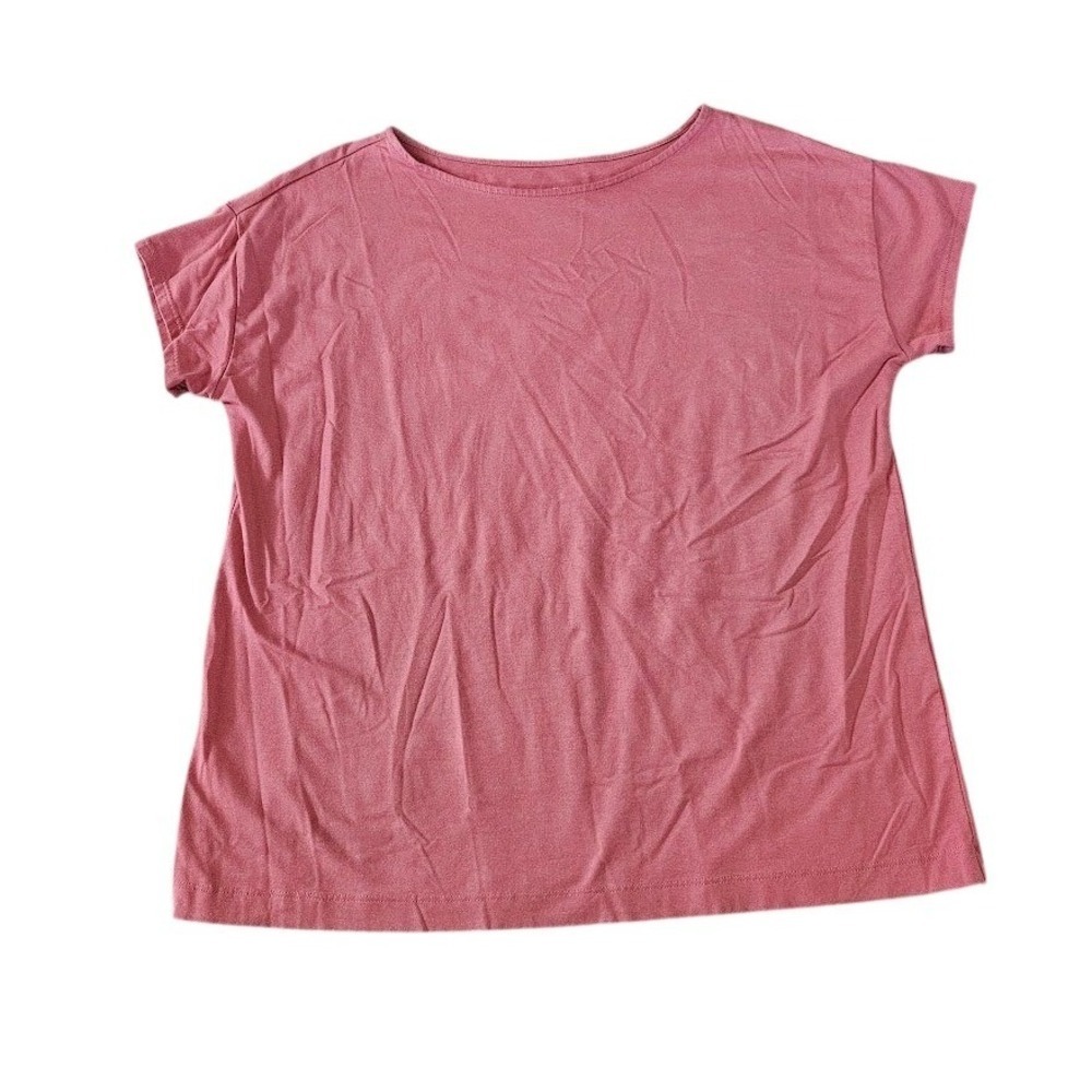 J. Jill Luxe Supima Short Sleeve Tee Women Medium Mauve Pink Boat Neck Top Shirt